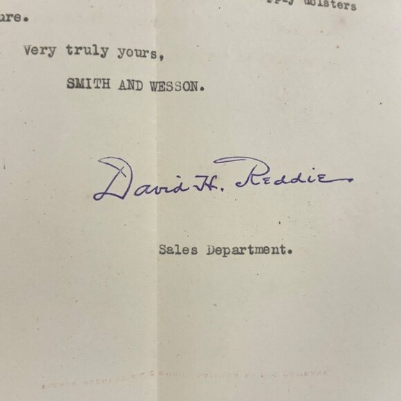 Antique Smith & Wesson Letter Signed Correspondence Ephemera 1921 David H Reddie - Picture 9 of 11